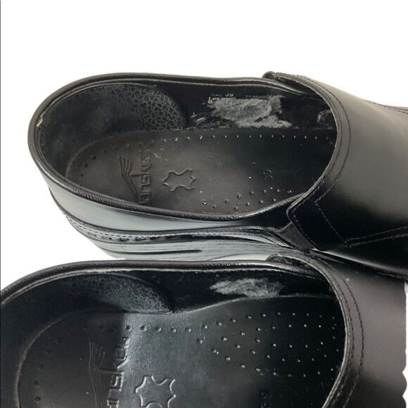 Dansko Black Leather Slip-On Professional Work Comfort Clog Shoes Size EU38 US8 - Picture 7 of 13